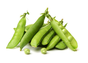 Fresh peas isolated on white background 