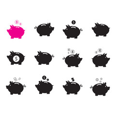 Piggy bank icon vector design template