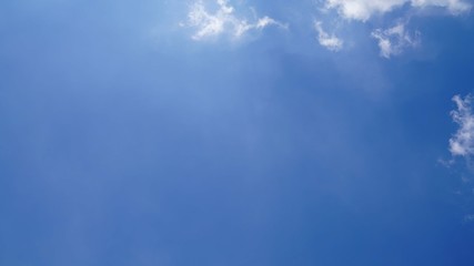 White cloud and blue sky background with copy space