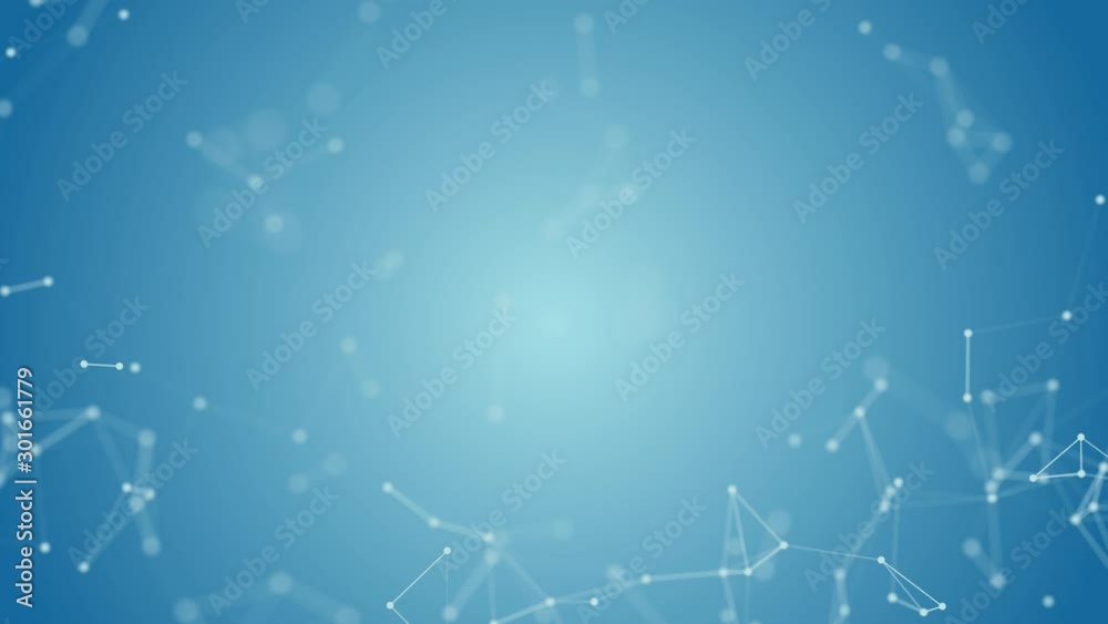 Wall mural 3d abstract white geometry flying wireframe network and connecting dot space on blue background. sec