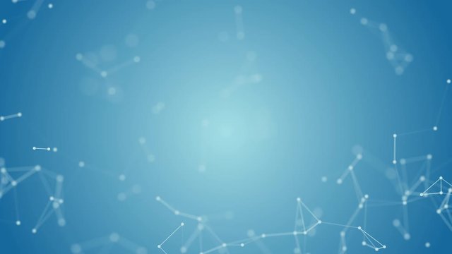 3D Abstract white geometry flying wireframe network and connecting dot space on blue background. Security futuristics computer and science concept. Abstract technology illustration motion graphic. 4K 