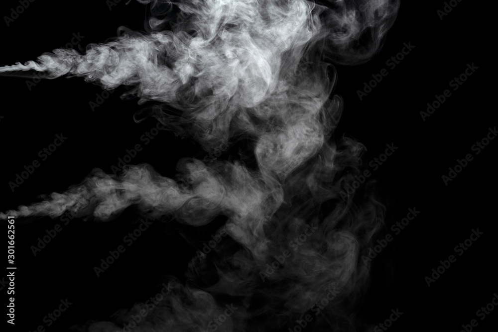 Wall mural abstract powder or smoke effect isolated on black background