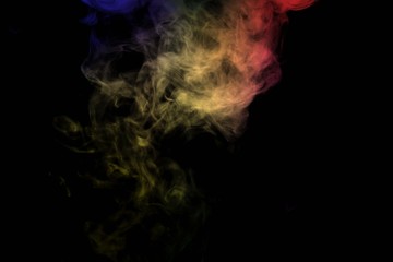 Abstract colorful smoke isolated on black background,Rainbow powder