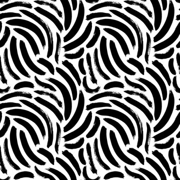 Brush strokes seamless pattern. Abstract hand drawn semicircles, grunge texture drawing.