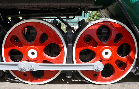 Locomotive wheels at the Tashkent Railway Museum              