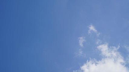 White cloud and blue sky background with copy space