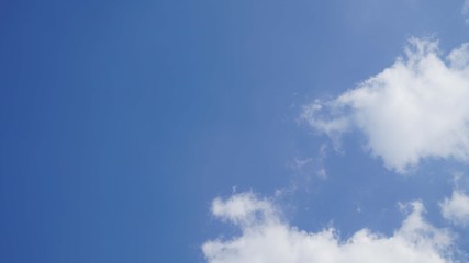 White cloud and blue sky background with copy space