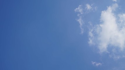 White cloud and blue sky background with copy space