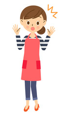 驚く主婦　全身