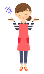 悩む主婦　全身