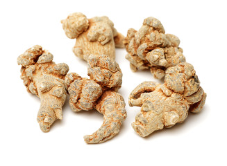 Notoginseng, Chinese traditional medicine on white background
