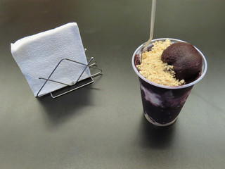 Acai in a cup with peanut flour