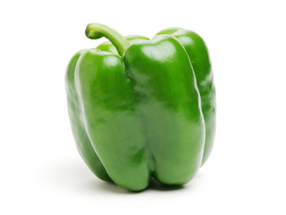 fresh green bell pepper (capsicum) on a white background