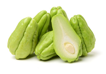 Chayote on white background