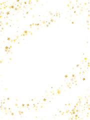 Flying gold star sparkle vector with white background.