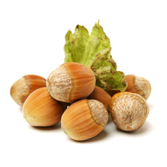 Hazelnut on white background