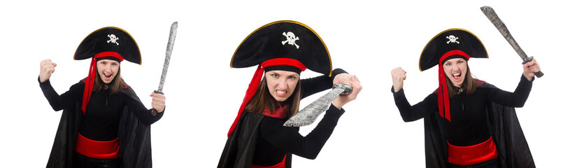 Woman pirate isolated on white