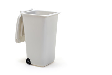 Gray recycle bin or garbage isolated on white background. Clipping path.Work space for text.