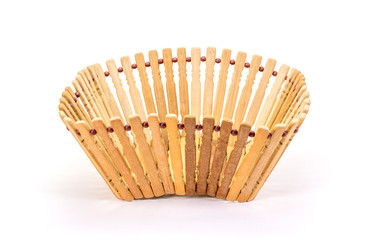 Wooden basket isolated on white background.