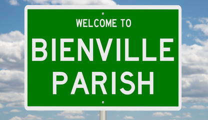 Rendering of a green 3d sign for Bienville Parish in Louisiana