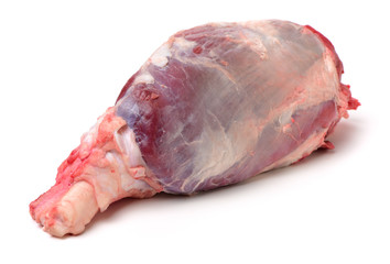 raw beef of leg on white background 