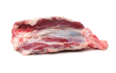 raw beef of leg on white background 