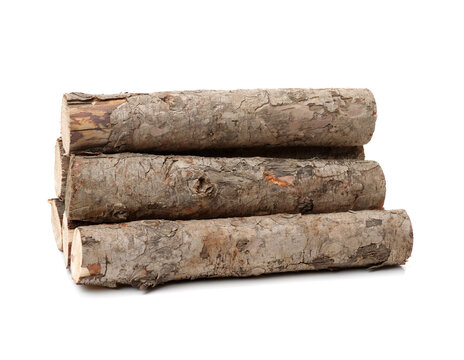 Pine Logs On White Background