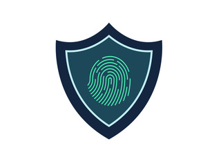 Fingerprint with Security Shield,personal protect, secutiry icon,vector illustration