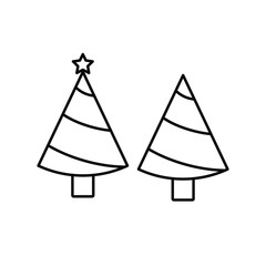 Fototapeta premium Set of vectors icons with Christmas tree and Christmas tree with star.