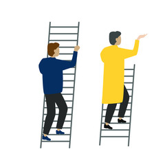 Set of flat cartoon characters, isolated from the man on the ladder.