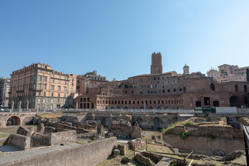 Fototapeta na wymiar Panoramic view of Trajan's Forum in Rome