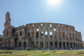 Fototapeta na wymiar Panoramic view of exterior of Colosseum in Rome