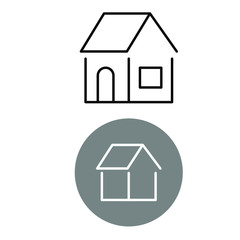Set of vector icons with house in gray round frame and house
