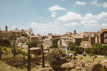 Obraz premium Panoramic view of Roman forum, also known by Forum Romanum