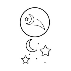  Icon set with stars and night sky stars and crescent on a white background
