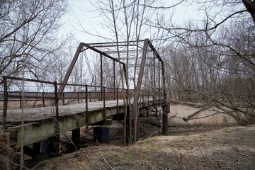 old wooden bridge in the forest