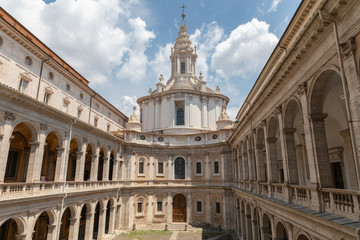 Panoramic view of exterior of Sant'Ivo alla Sapienza