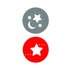 Set of simple icons with stars and crescent in a round frame