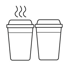 Set of simple vector icons with cardboard glasses for coffee.