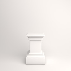 Winter abstract podium column design creative concept product display mock up on white background. 3D rendering illustration.