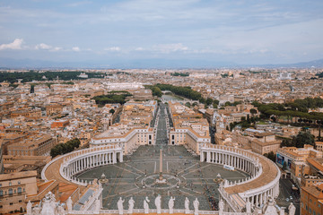 Fototapeta na wymiar Panoramic view on the St. Peter's square and city of Rome
