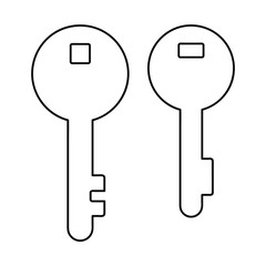 Set of simple icons with door keys on a white background.