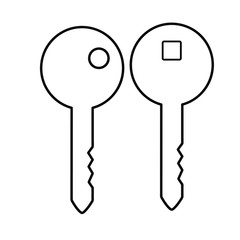 Set of vector icons with door keys on a white background