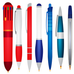 Several types of pens. Stationery.
