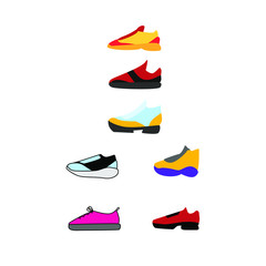  Set of colored icons with sneakers