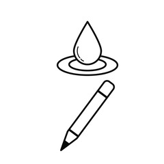 Set of simple icons with drop and pencil