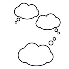 Set of simple icons with speech bubbles in the shape of a cloud on a white background