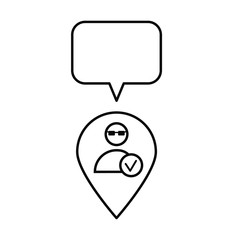 Set of simple icons with speech bubble and user location sign