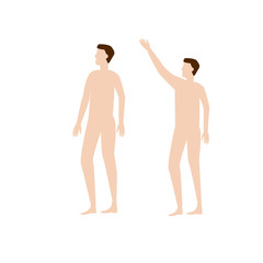  Set of flat cartoon character with two naked people