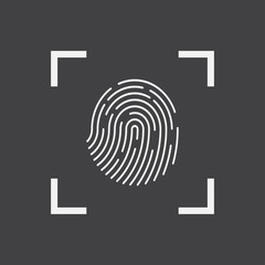 Fingerprint Scanner simple icon in flat style on gray background,vector illustration